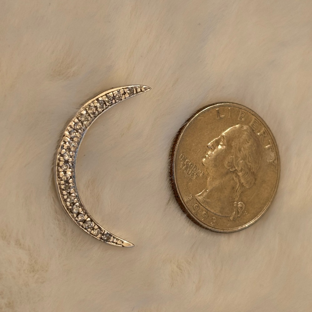 Sterling silver cubic zircon Crescent moon pendant